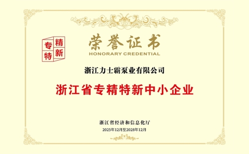 深耕行業(yè)核心技術(shù)，力士霸泵業(yè)成功通過2025年浙江省專精特新中小企業(yè)復(fù)評